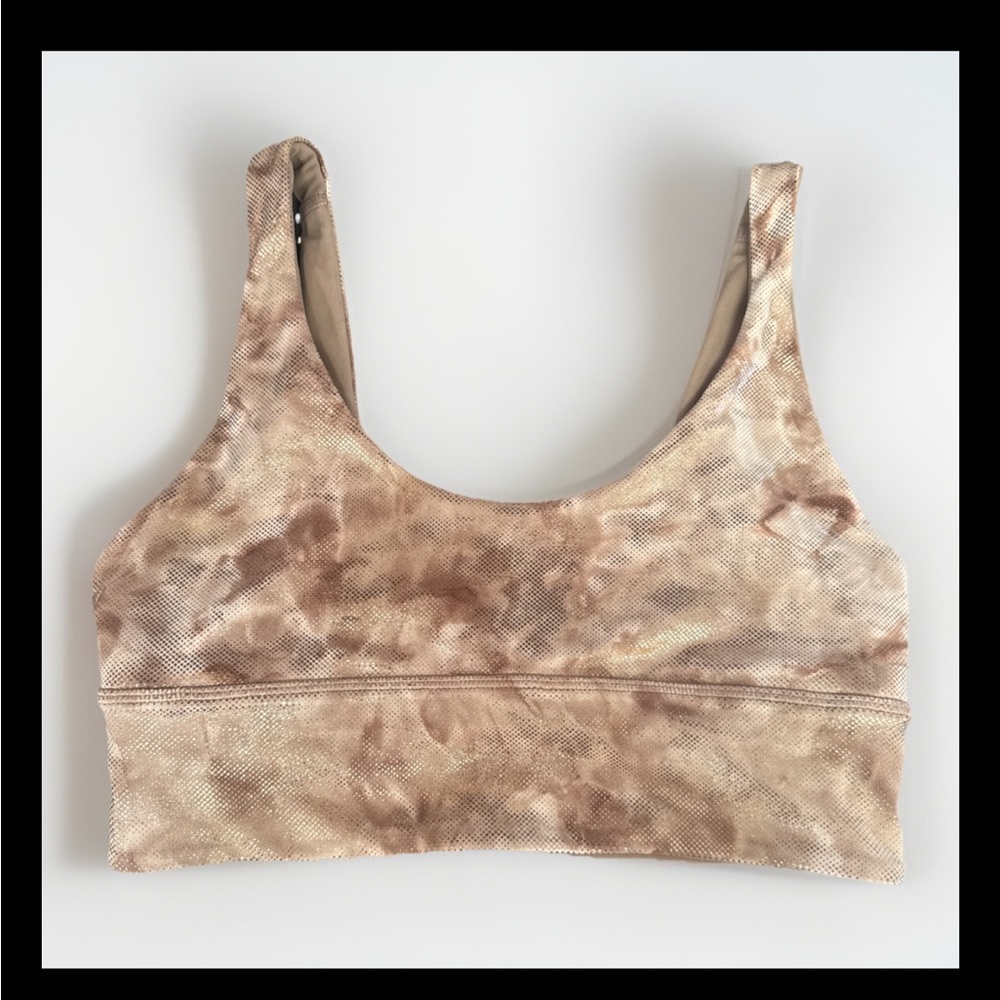 Lululemon women’s reversible align shimmer and tan Sports bra sz 6